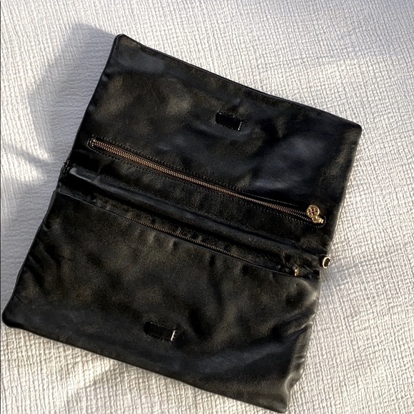 Tory Burch Fold over Logo leather clutch